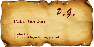 Paki Gordon névjegykártya